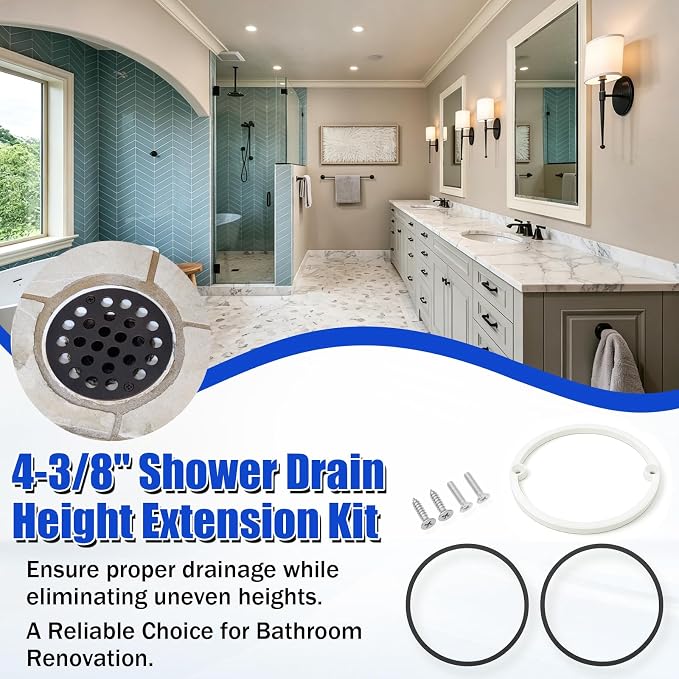 Shower Drain Height Extension Kit Fits 4-3/8" Drain Strainers | Can be Used in - Image 7