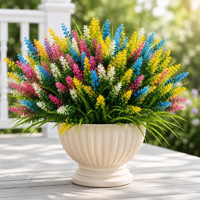 Geegoods 24 Bundles Artificial Lavender Flowers Outdoor, Mix 4 Colors | UV by GeegoodsLLC