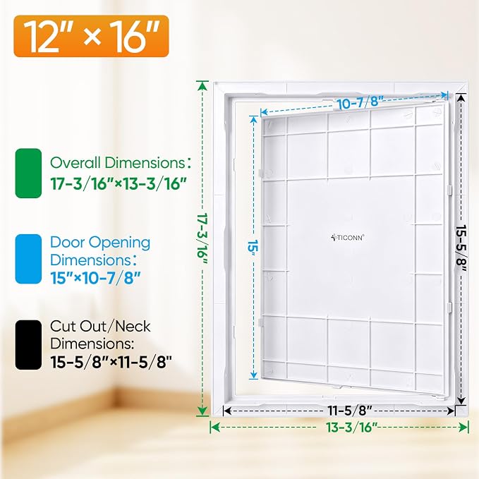 TICONN Access Panel for Drywall, 12 x 16 Inch ABS Plastic Wall Hole Cover - Image 2
