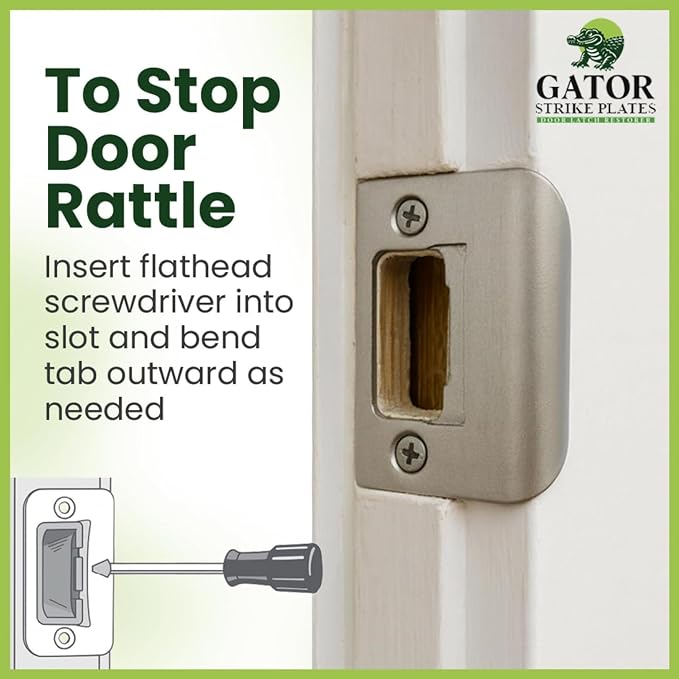 Gator Door Strike Plate 2-1/4" Latch Restorer, Satin Nickel, No Chiseling - Image 6