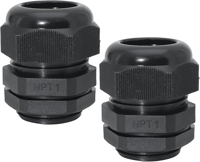 Bonsicoky 1" NPT Nylon Cable Glands, Adjustable Cord Grip, 18-25mm Cable by Bonsicoky