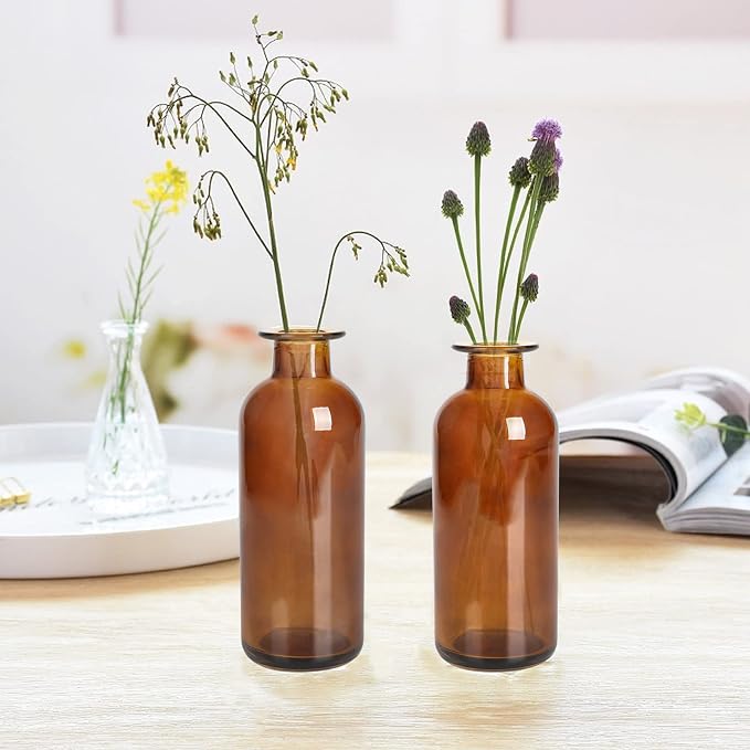 Amber Glass Bud Vase, 20 Pack 8 Oz Living Bud Vases, Small Vases - Image 5