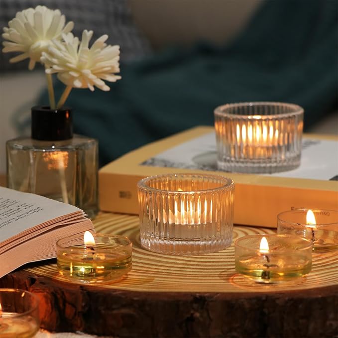 4 Pack Tealight Clear Candle Holders, Votive Tea Light Candle Holder | Table - Image 5