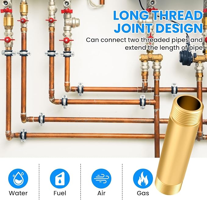 SDTC Tech Brass Pipe Fitting Long Nipple 3/4 NPT Male x 3/4 NPT Male Thread | - Image 4