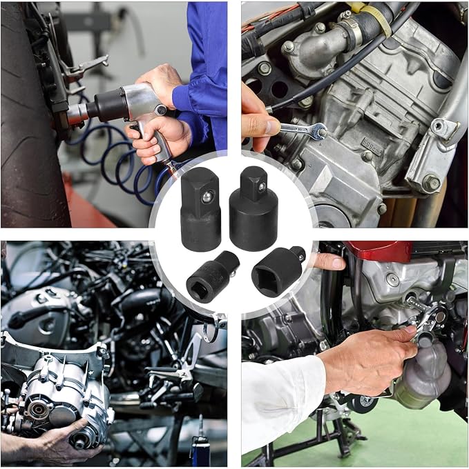 Impact Socket Adapter and Reducer Set Inch 3/8 1/4 4pcs 1/2 Black | High Carbon - Image 3