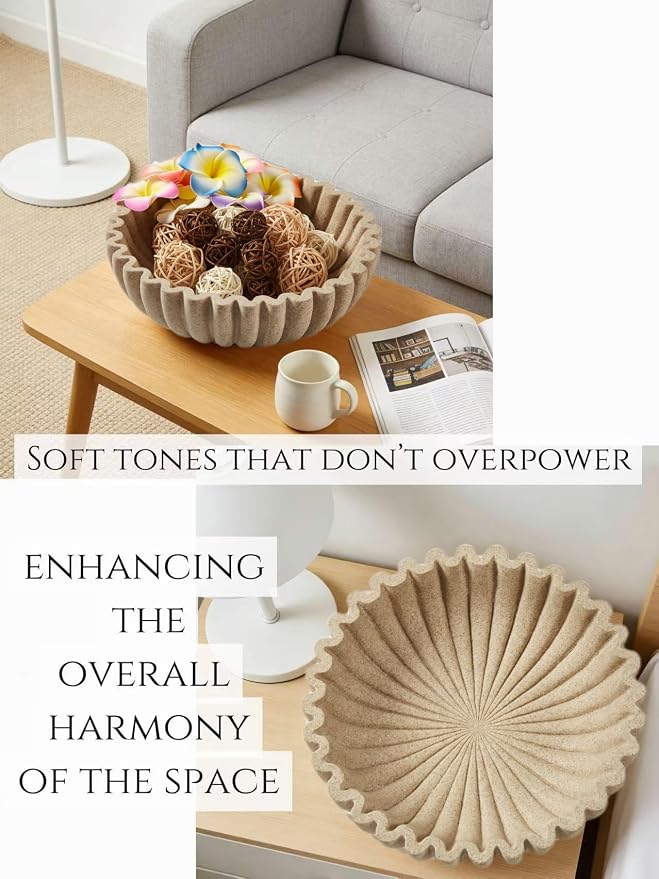 Ruffle Decor Large Decorative Bowl, fruit bowl kitchen stone bowl, bowl decor - Image 4
