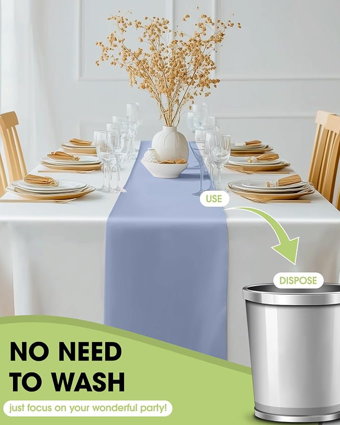 Pureegg Dusty Blue Plastic Table Runners - Image 4