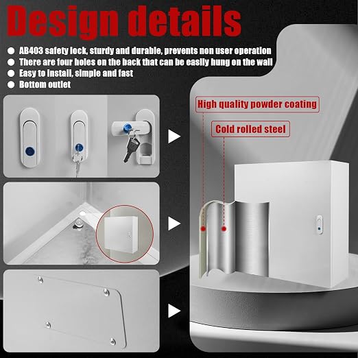 Electrical Box 24 x 24 x 8 Inch Indoor Outdoor Electrical Enclosure Box Steel - Image 5