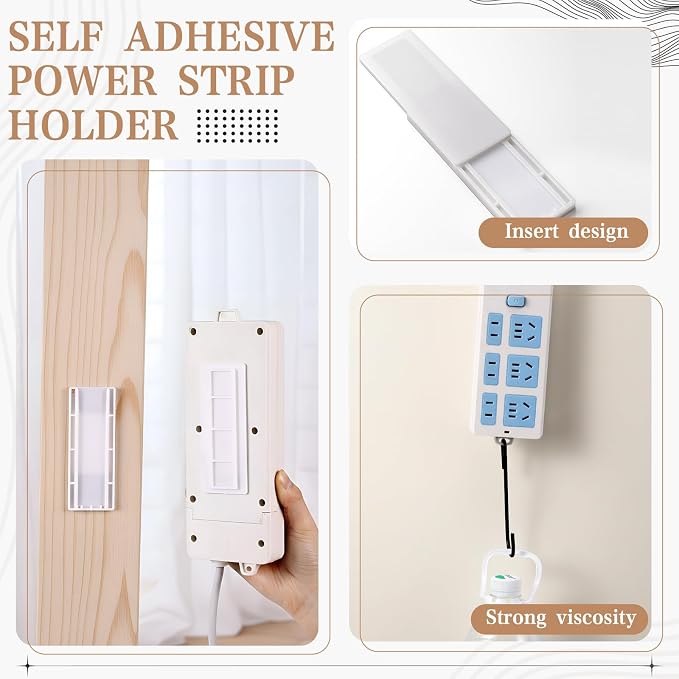 12 Pcs Power Strip Holder Self Adhesive Power Strip Wall Mounted Protector - Image 3
