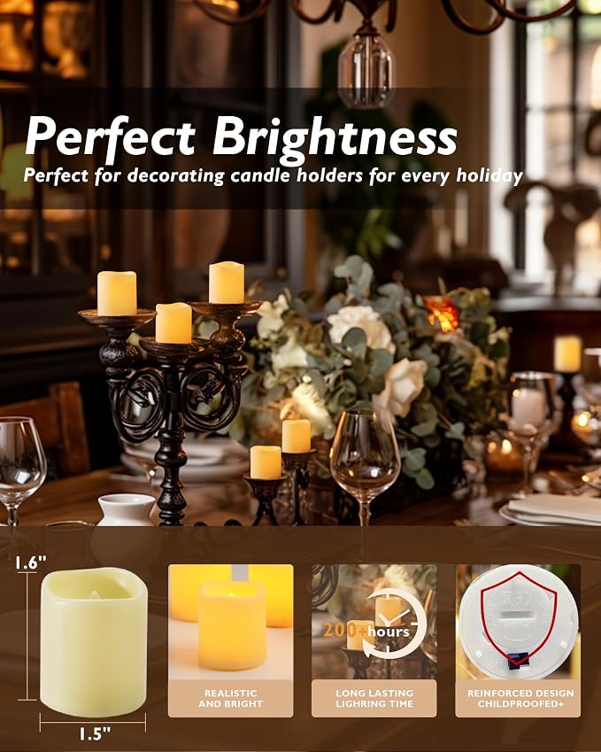 Homemory 24 Pack Ivory Flameless Flickering LED Votive Tealights Candles | - Image 3