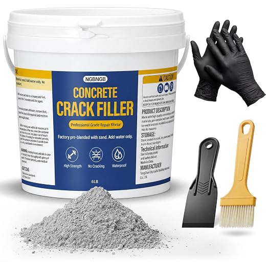 Concrete Crack Filler Heavy-Duty Dry Granular Mortar Repair Kit, 6 lb Gray | by Unknown