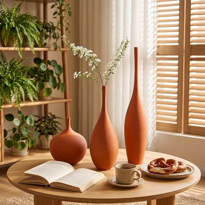 Ceramic Vases Set of 3, Modern Boho Vases - Image 3
