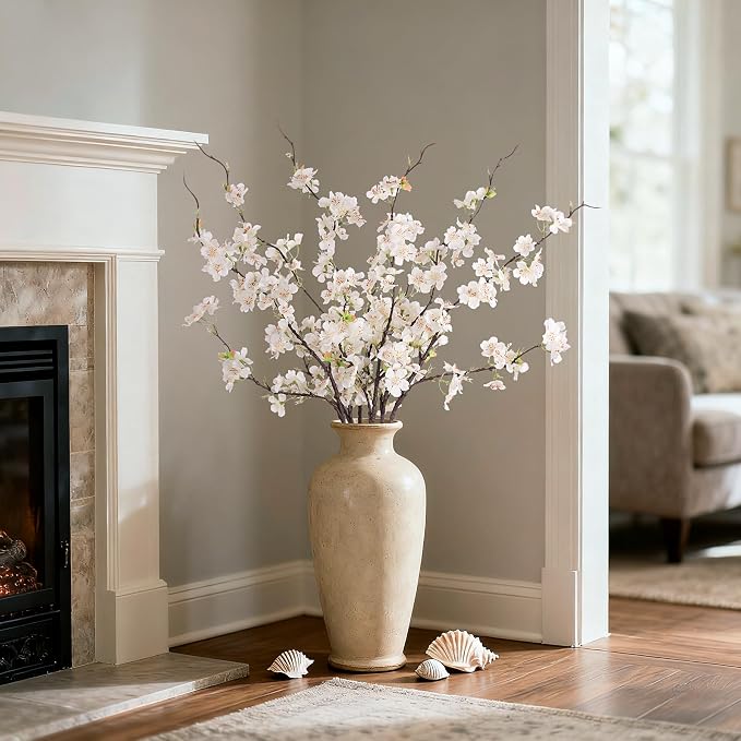 INXUGAO Artificial Cherry Blossom Branches Decor 6 PCS Fake Flowers Indoor | - Image 5