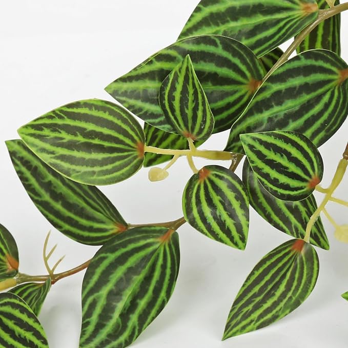 Briful Artificial Potted Plant Indoor, 19.6" Faux Watermelon Peperomia Trailing - Image 3