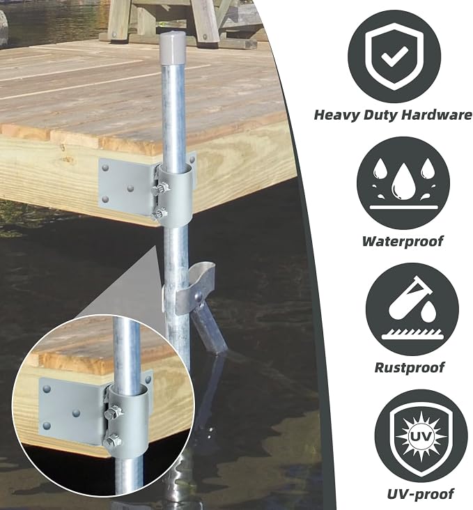 Stationary Dock Heavy Duty Hardware Side Leg Pipe Holder, Floating Dock - Image 4