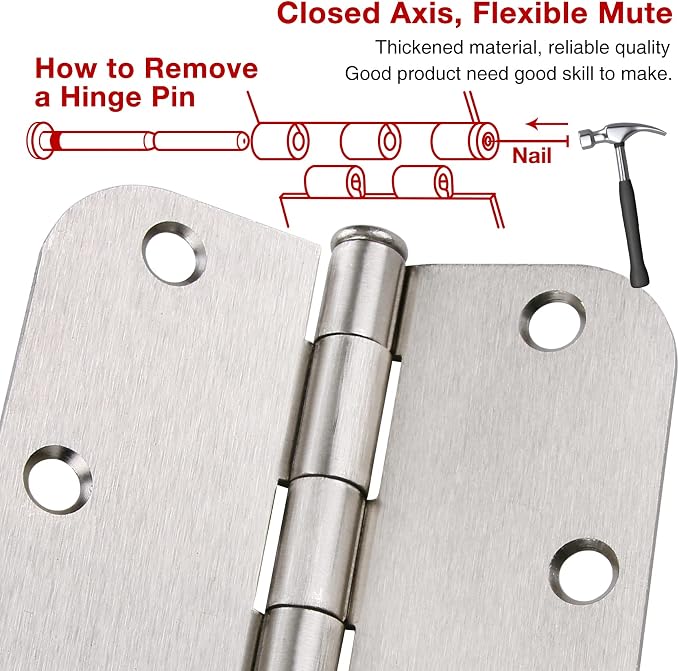 6 Pack Brushed Nickel Door Hinges 3.5 Inch - Image 5