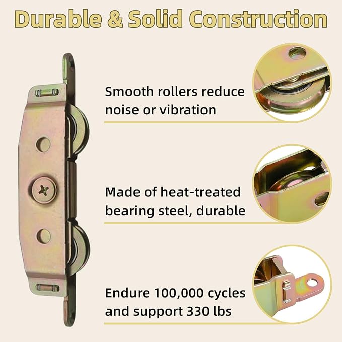 2pcs Heavy Duty Sliding Door Rollers, Lancisism Steel Ball Bearing Patio Door - Image 3