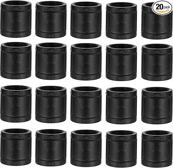 1" Black Pipe Coupling, 20 Pack 1" Black Malleable Iron Cast Pipe Fitting by HomeTZH
