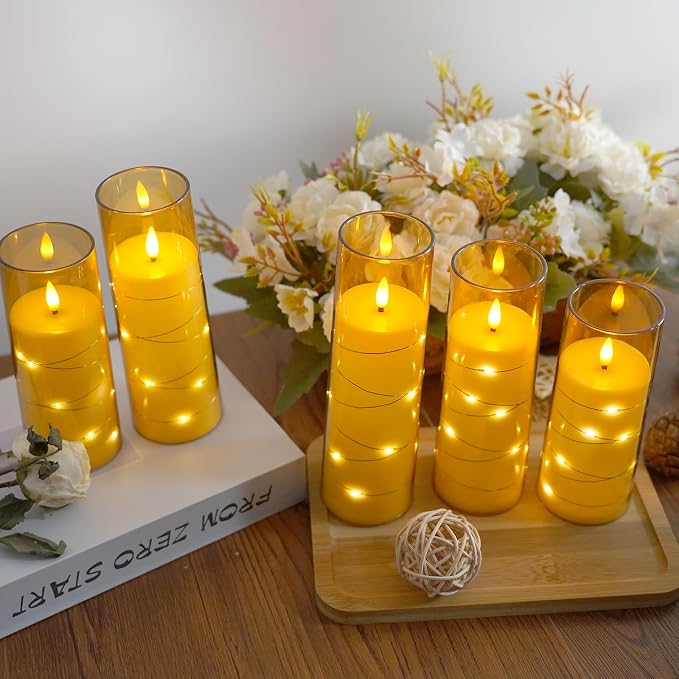 Flameless Candles, with Embedded Star String, Battery Operated Candles - Image 4