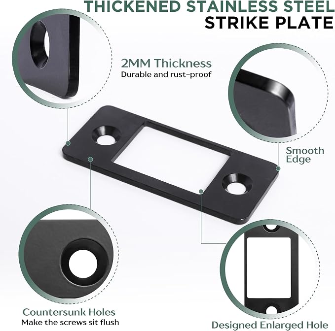 2 Pk Upgrade Large Hole Deadbolt Restorer Strike Plates, Stainless Steel Round - Image 3