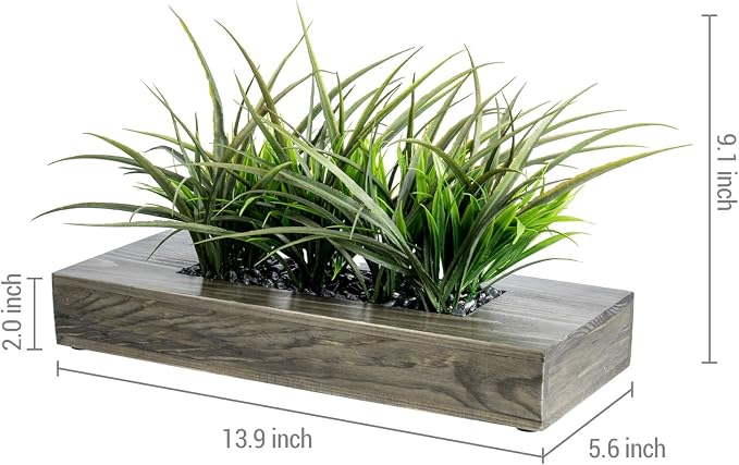 MyGift Large Artificial Green Grass Plants Potted in 14 Inch Vintage Weathered - Image 5