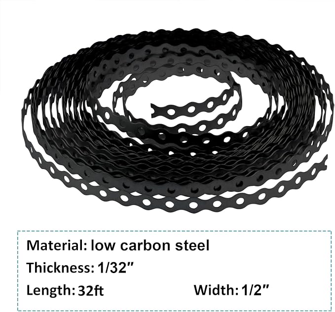 Black Perforated Metal Pipe Hanger Strap - Image 2