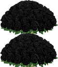 InnoGear Black Roses Artificial Flowers 50 Pcs Fake Velvet Silk Rose Floral | by InnoGear