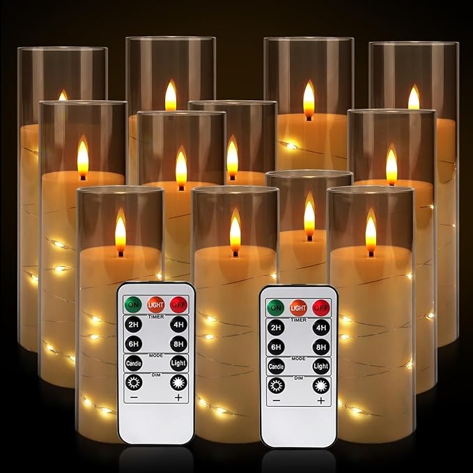 12-Pack Gray Acrylic Flameless LED Candles - Image 3