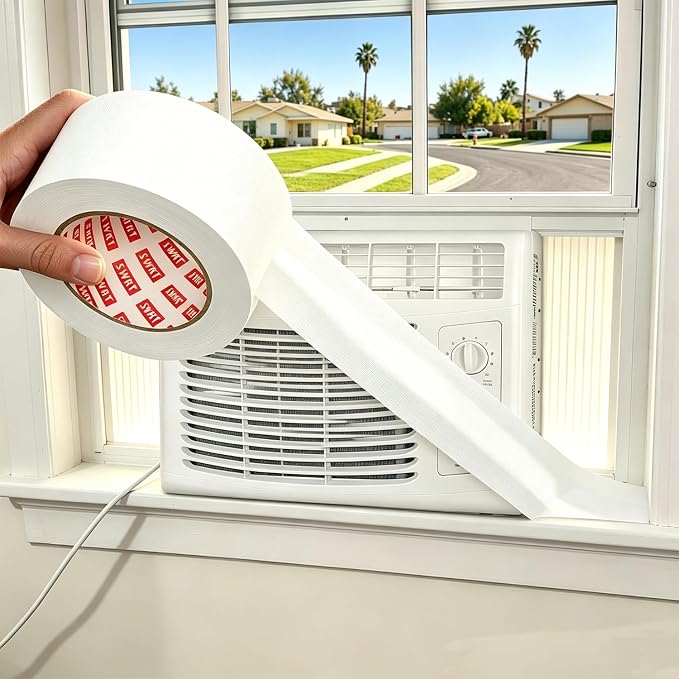 SWRT White Window Weather Sealing Tape 2 in x 90 FT, AC Seal, Residue Free | by SWRT