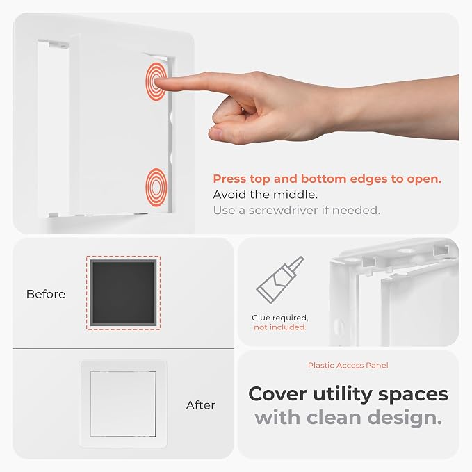 6x6 Inch White Access Panel for Drywall – ABS Plastic Square Wall, Ceiling - Image 3