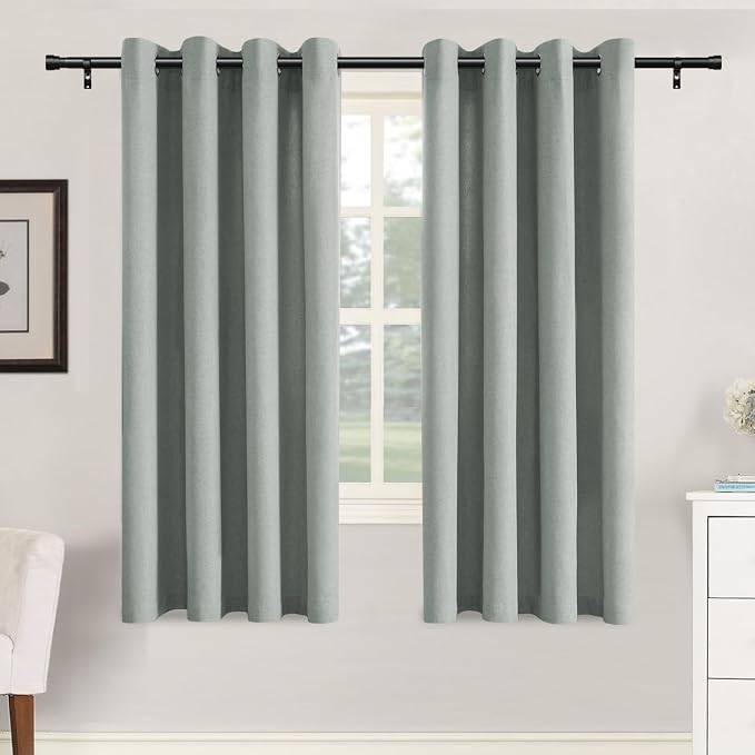 H.VERSAILTEX Soft Faux Linen Curtains 63 Inch Length 2 Panels by HVERSAILTEX
