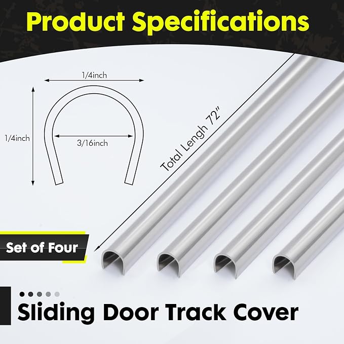 4 Pack Sliding Door Repair Track Cover– Repair Worn or Damaged Sliding Glass - Image 2