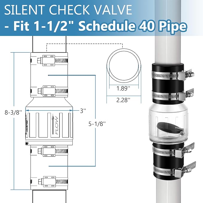 1-1/2" Silent Sump Pump Check Valve, Fit 1-1/2" Pipe | Check Valves Spring - Image 2