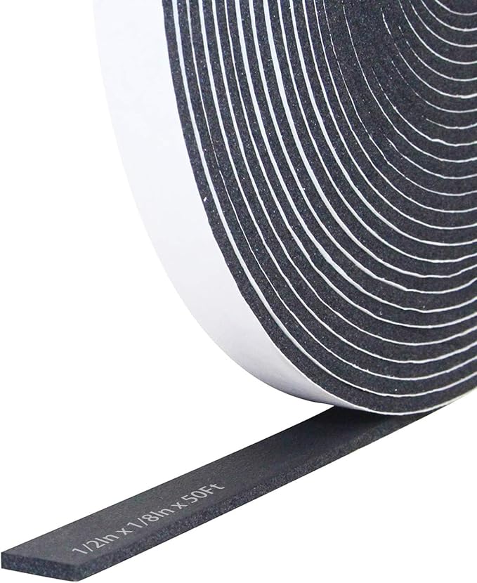 Storystore Weather Stripping Foam Tape, 1/2" x 1/8" x 50 FT Door Seal | by Storystore