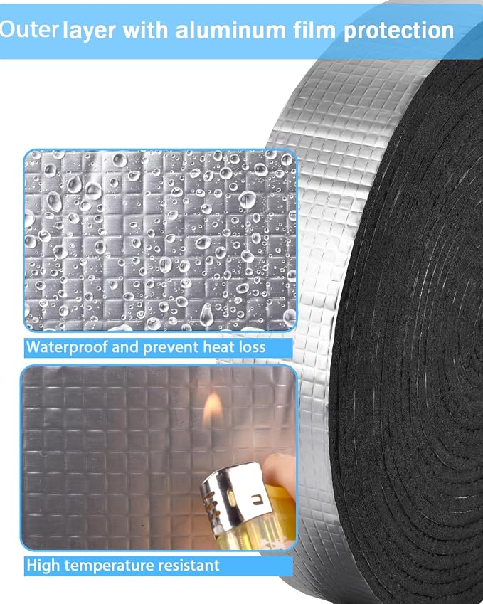 Pipe Wrap Insulation - 33 ft Outdoor Pipe Foam Insulation Tape Self Adhesive - Image 3