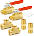 GASHER 6PCS 1/8 Inch NPT Brass Pipe Fitting, Ball Valve, Barstock Tee Brass by GASHER