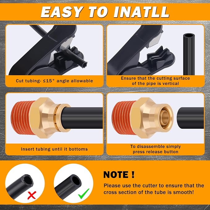 14 Pcs 1/4" Brass DOT Air Line Fittings Kit 1/8" 1/4" DOT Push Lock Air - Image 6
