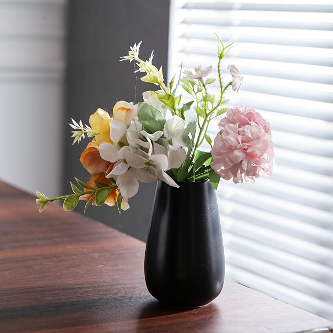Black Ceramic Bud Vase Set of 12 Glossy Modern Flower Vases | Elegant mini - Image 5