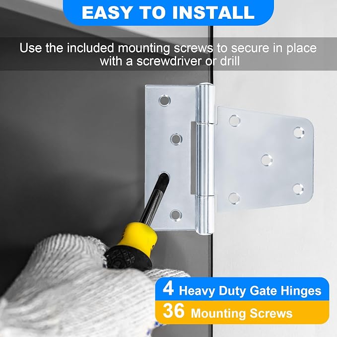 Heavy Duty Gate Hinges 3.5 inch 4 Pack Extra Thick Industrial T Hinges Barn - Image 4