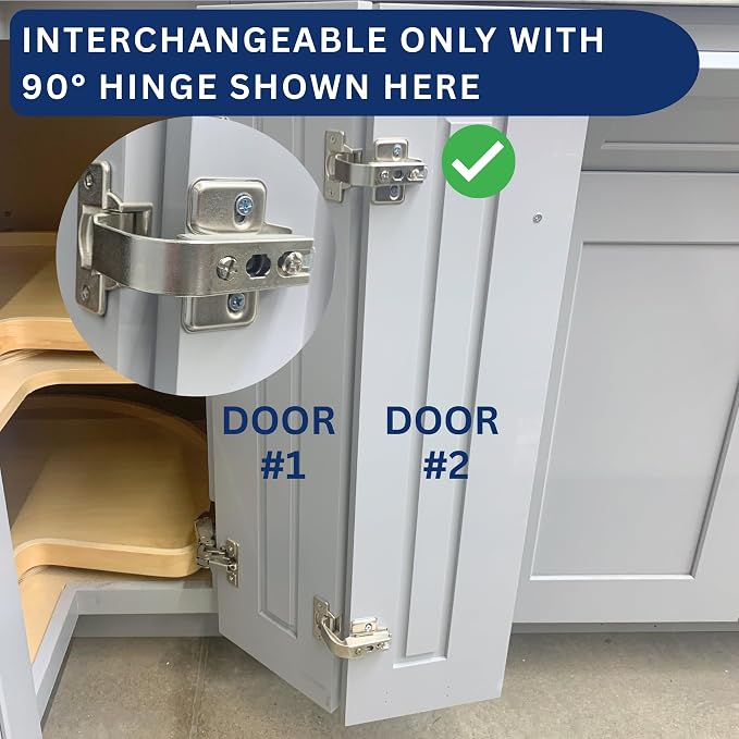 Burks 2 Pack Lazy Susan Hinge 90 Degree Pie Cut Bifold Cabinet Door Hinge - Image 3