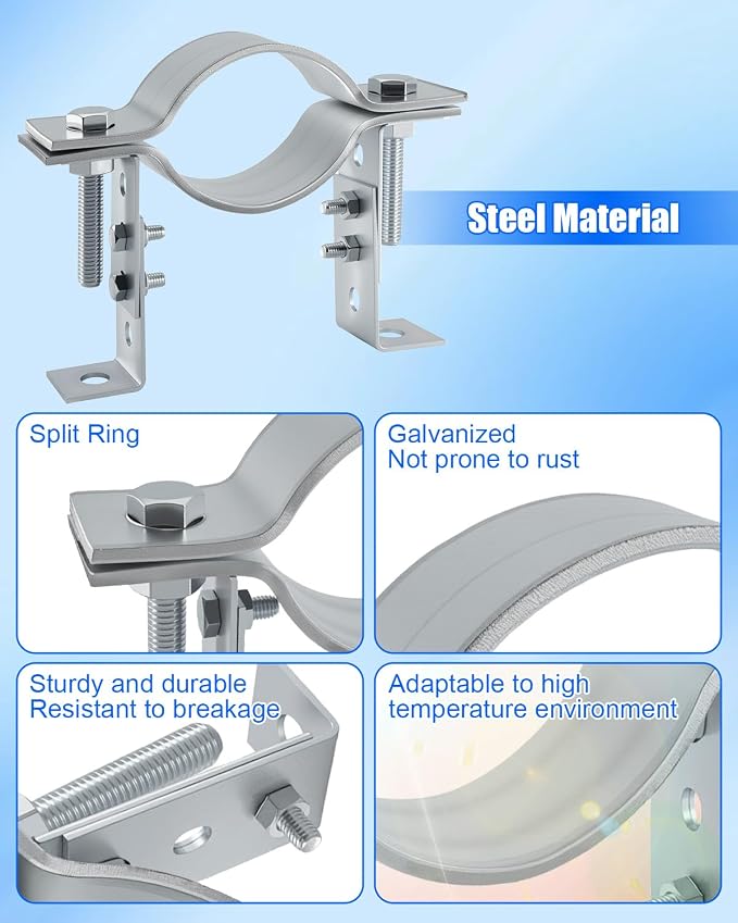 10" Adjustable Pipe Bracket, Split Ring Stove Hanger Chimney Pipe Holder | B - Image 5