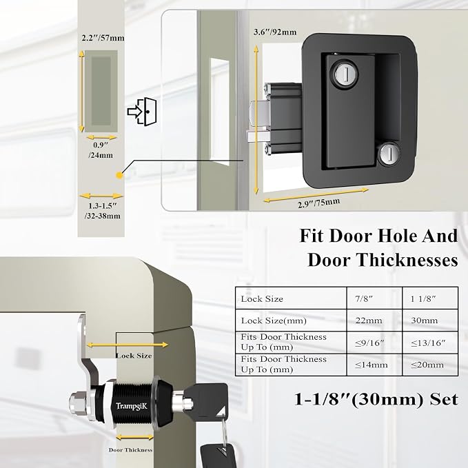 RV Door Lock Set, for RV Camper, Travel Trailer Entrance Front Door, 1 Plastic - Image 8