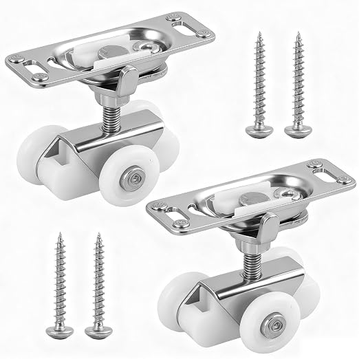 2Pcs Silver 3/4" Sliding Pocket Door Rollers Assembly, Sliding Door Wheels by Unknown