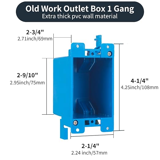 10 Pack Single Gang Electrical Outlet Box, Old Work Box, 14 Cubic Inch | Switch - Image 2