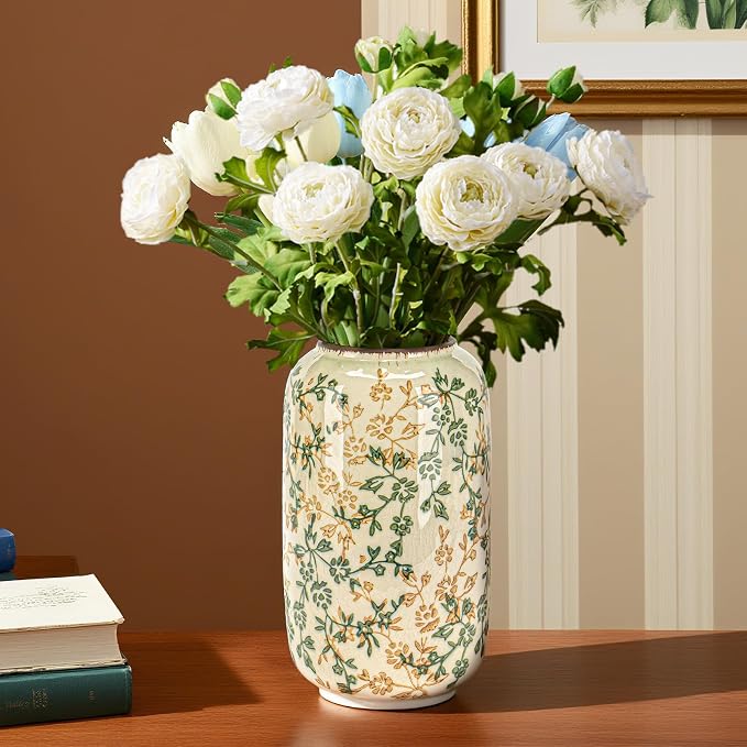 Ceramic Vase for Flowers – Modern Small Ribbed Textured Flower Vase for Home - Image 7