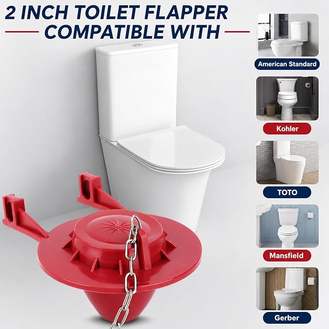 2-Inch Toilet Flapper Replacement Kit, Universal Flush Valve Flapper - Image 5