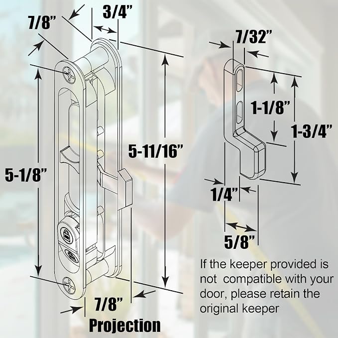 Sliding Screen Door Latch | Zinc Alloy Handles, 5-1/8" Mounting Holes, - Image 2