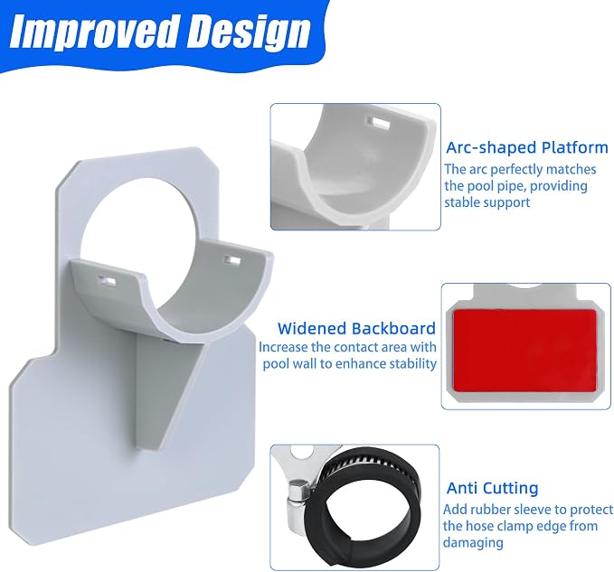 3 PCS Swimming Pool Pipe Holders, Upgraded Pool Hose Support Bracket Above - Image 3
