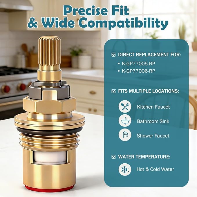 2 Pack Faucet Cartridge Replacement Compatible - Image 2