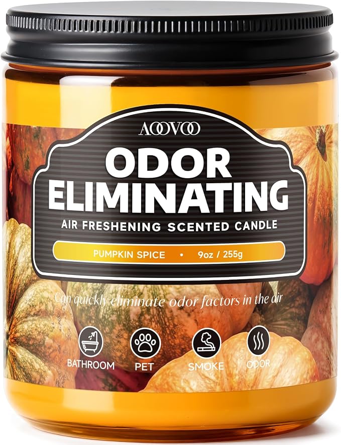 AOOVOO Pumpkin Spice Odor Eliminating Candle - 9 oz Fall Candles by AOOVOO